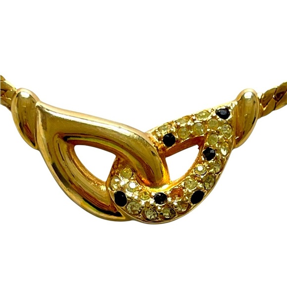 Christian Dior Vintage Unique Gold Necklace with Crystal Accents - Picture 3 of 9